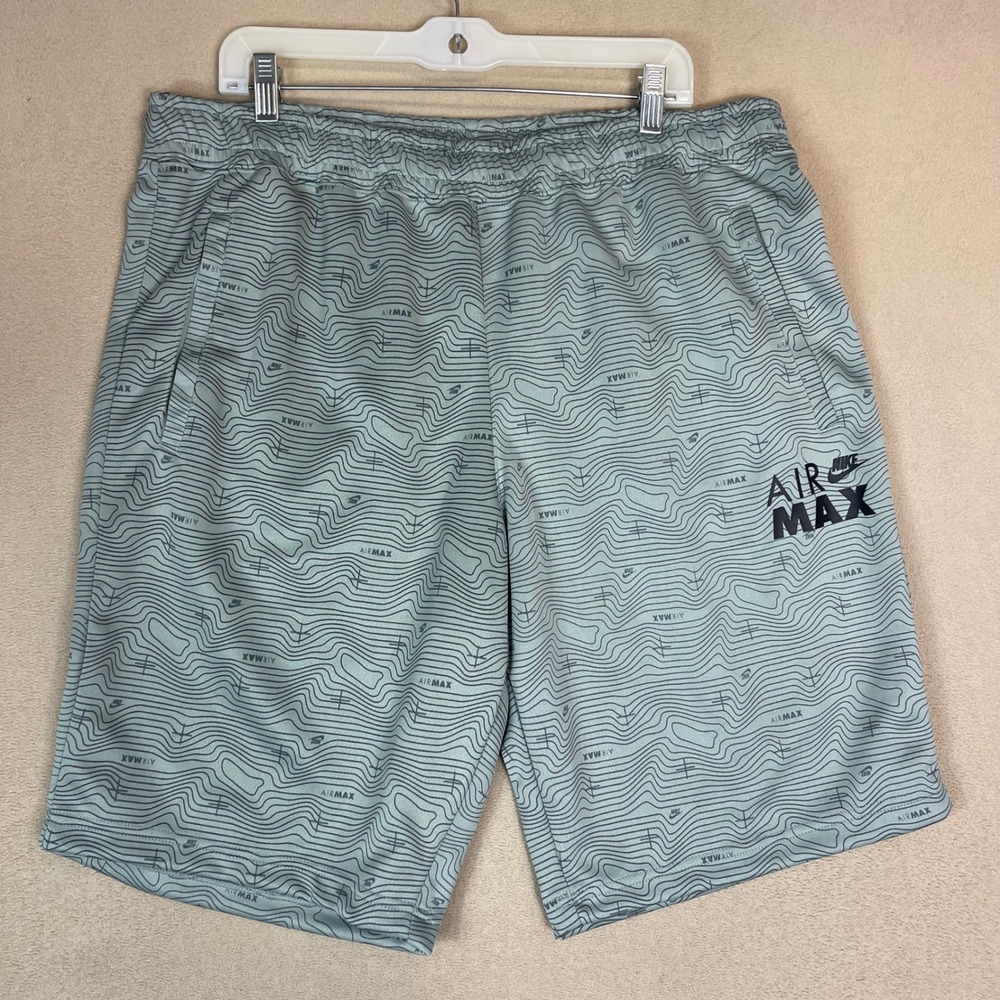 Nike Air Max Mens XXL Taper Leg Regular Length All Over Print Shorts Green